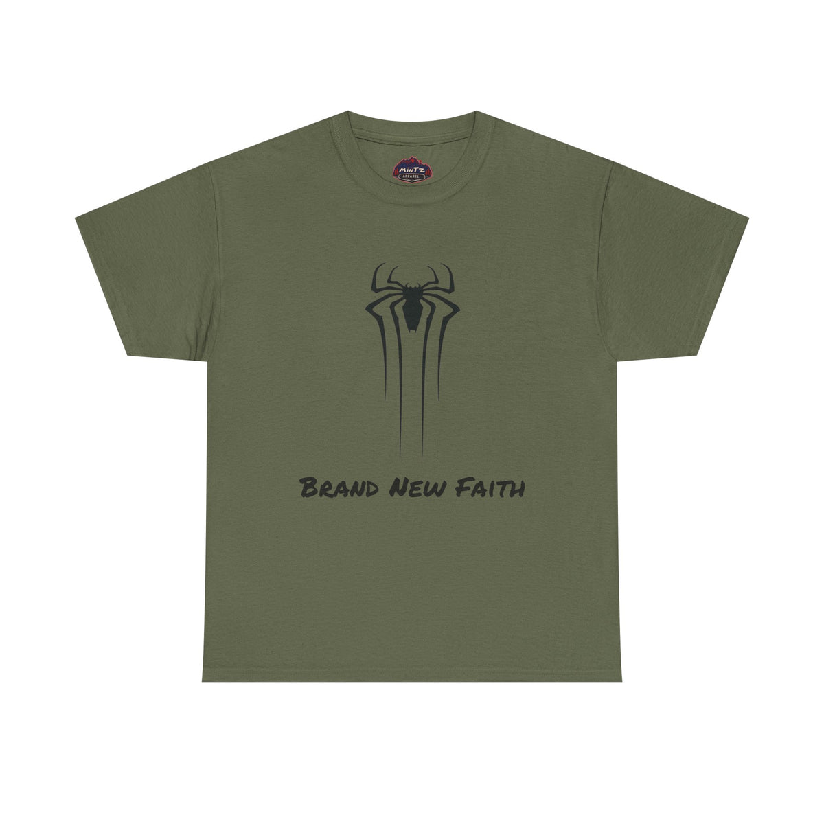 Faith Spider Tee — "Brand New Faith" Cross & Spiderweb Christian Graphic T‑Shirt