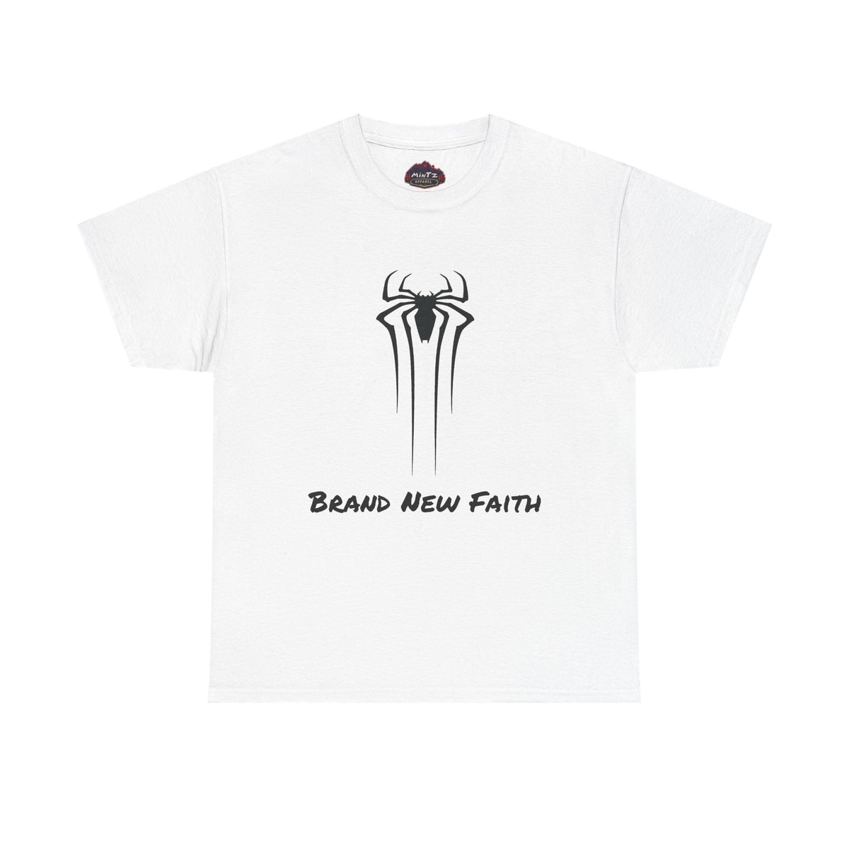 Faith Spider Tee — "Brand New Faith" Cross & Spiderweb Christian Graphic T‑Shirt