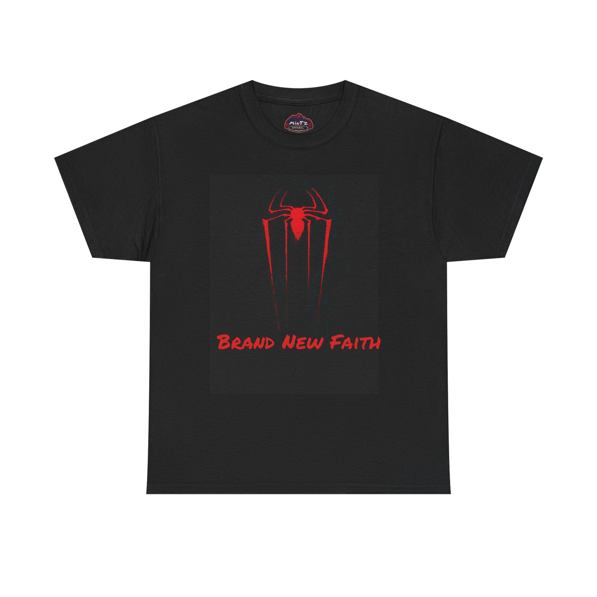 Faith Spider Tee — "Brand New Faith" Cross & Spiderweb Christian Graphic T‑Shirt