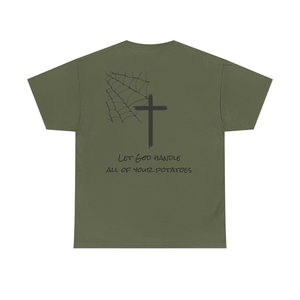 Faith Spider Tee — "Brand New Faith" Cross & Spiderweb Christian Graphic T‑Shirt