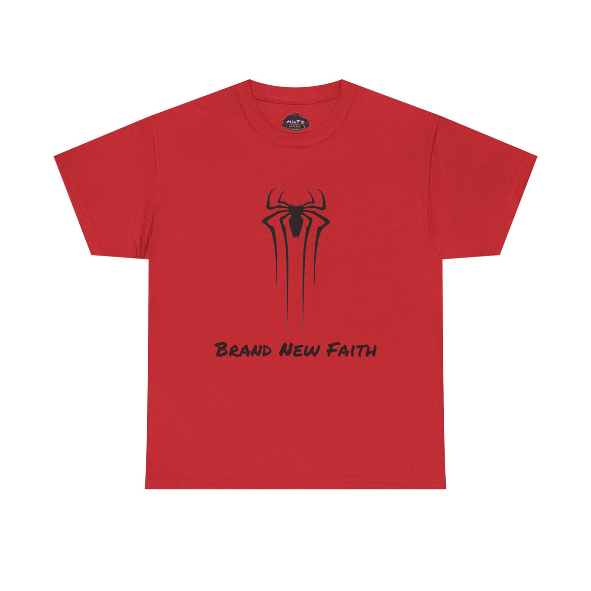 Faith Spider Tee — "Brand New Faith" Cross & Spiderweb Christian Graphic T‑Shirt